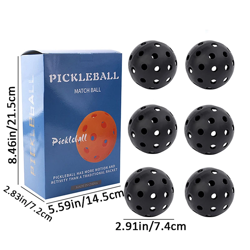 6 pezzi Pickleball 40 fori 74MM Pickleball colorati Durevole allenamento Intrattenimento Paddle Ball per forniture per la pratica della competizione