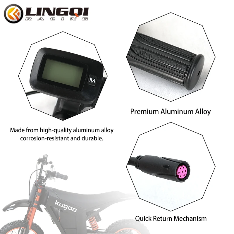 LINGQI RACING Motorcycle Throttle Accelerator Full Twist LED Display 48V with M Button For Tuttio Soleil 01 Electric Dirt Bike