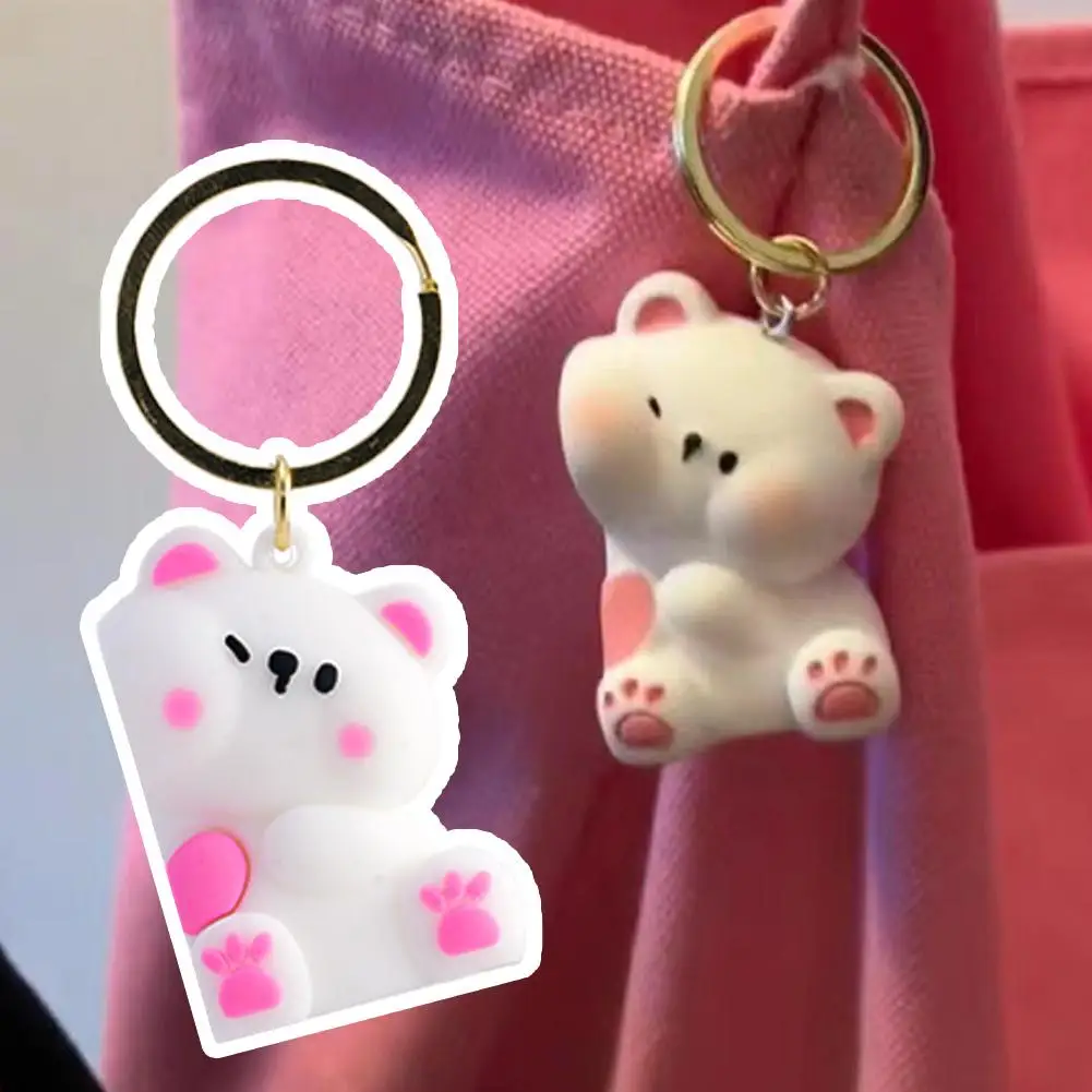 Cute Teddy Bear Magnetic Keychain For Love Couple Small Cartoon Bear Mutual Attraction Pendant Birthday Gift For Lover Couple