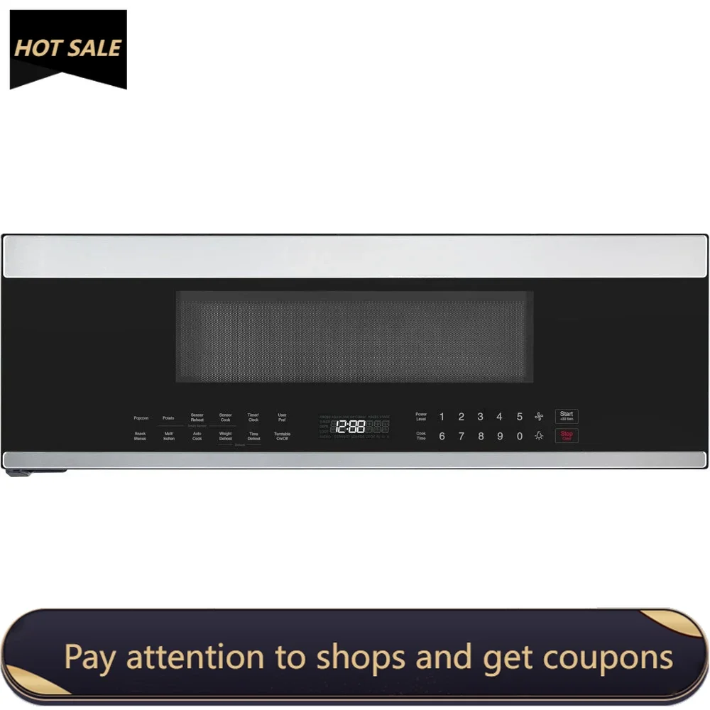 

Over-the-Range Microwave Oven, 1.2 Cu. Ft. - 1000W - Auto Reheat, Multi-Stage Cooking, Melt/Soften Feature, Space Efficient