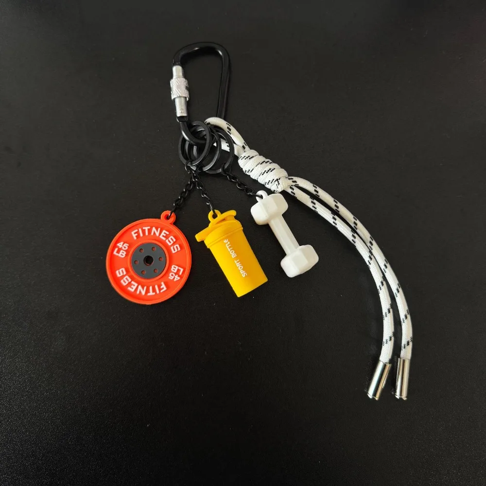 

Funny Multicolor Gym Series Key Chain Kettlebell Handmade Rope Bag Pendants Sporty Style Creative Dumbbell Keychain