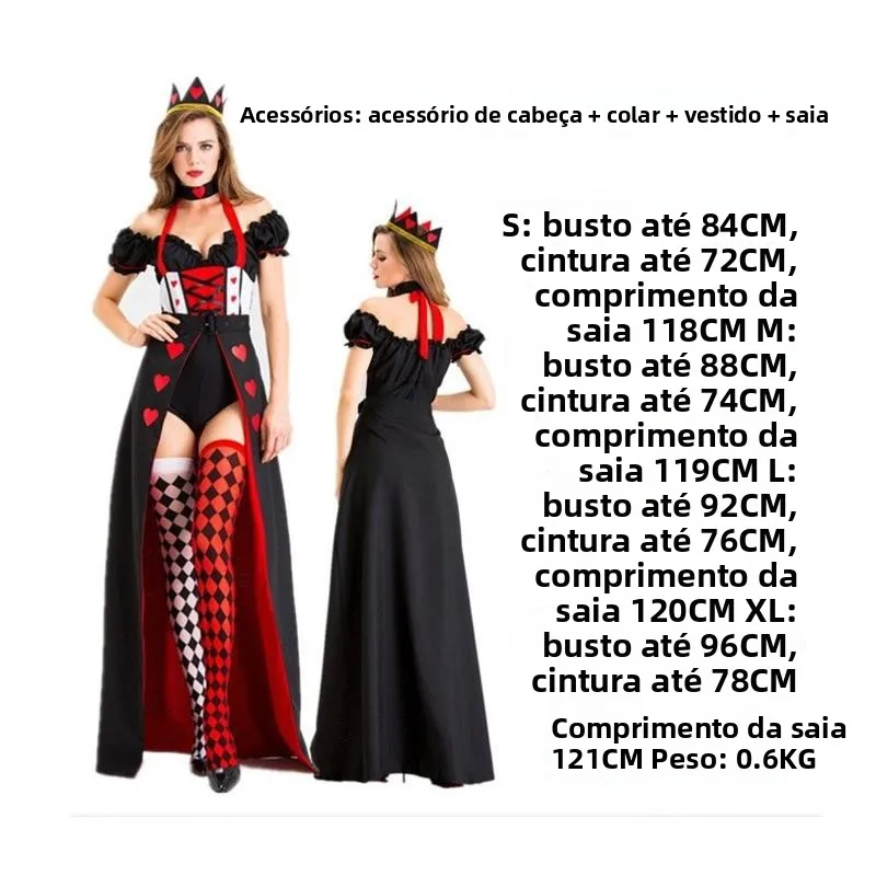 

Red Heart Queen Witch Costume Halloween Devil Role-playing Outfit Uniform Female Costume Stage Performance Traditiona...