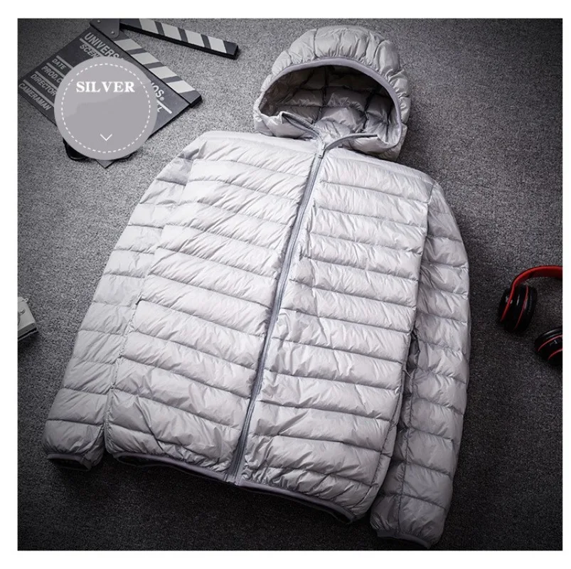 2023 New Arrivals Men\'s Fashion Hooded Puffer Jackets Autumn Winter Keep Warm White Duck Down Casual Men Down Coat