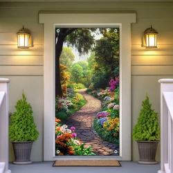 Vintage spring garden view door covers, perfect for indoor and outdoor decor, are ideal for bedrooms and parties