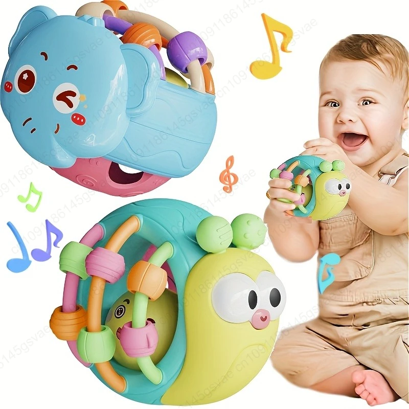 Cute And Interesting Hand-Held Baby Rattle, Puzzle Early Education Snail Rattle Plastic Ball, ABS Material, Color Festival Gifts