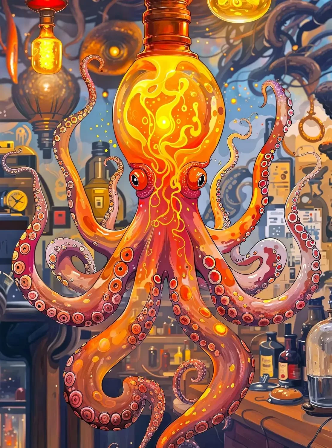 

300/500/1000pcs Paper Puzzles Octopus Alchemy Jigsaw Puzzle for Adults Home Decor Wall Display Halloween Christmas Birthday Gift
