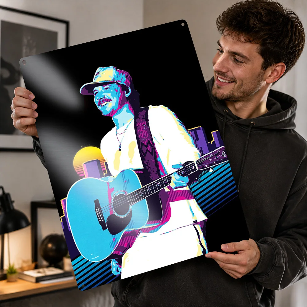Morgan Wallen Poster Retro 3D Printed Metal Signs Customized Wall Hanging Gift for Decoration Room Decorating Interior Wand Deko