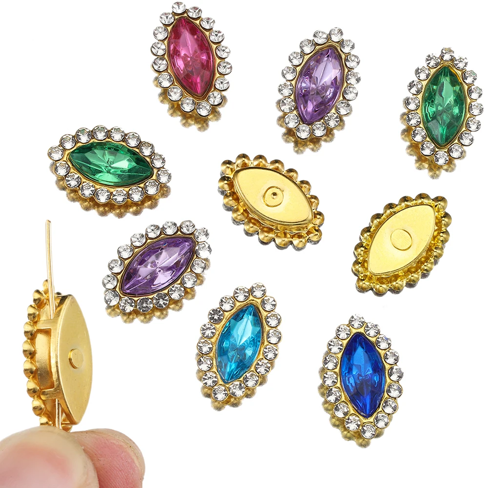 50pcs Horse Eye Shape Glass Rhinestones With Claw Bezel Patch Sew On Beads for Jewelry Making DIY