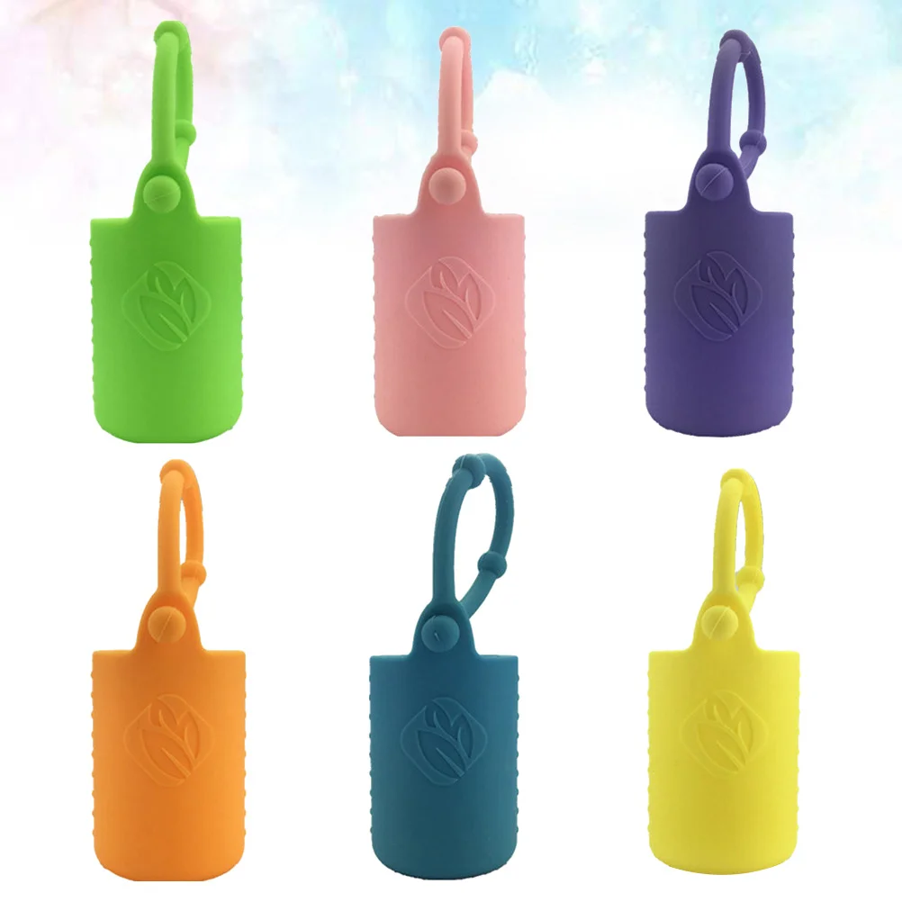 6Pcs Silicone Essential Oil Sleeve 15ml Roller Bottle Cover Protective Case Adjustable Strap Anti Slip Durable Carrying Holder