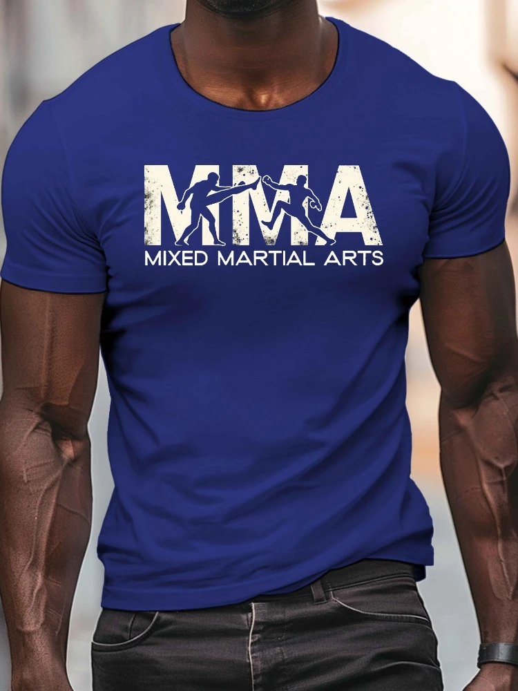 

MMA combat pattern printing, men's 100% cotton summer casual round neck short sleeve T-shirt.