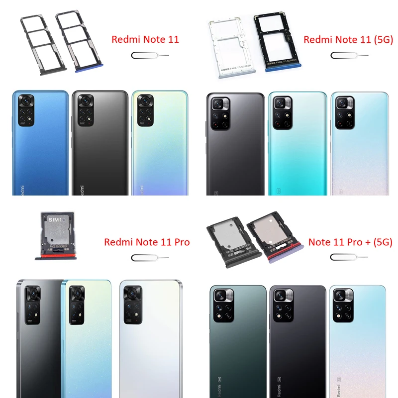 Phone SIM SD Card Tray For Xiaomi Redmi Note 11 Pro + 5G New SIM Chip Slot Holder Drawer With Pin For Redmi Note 11