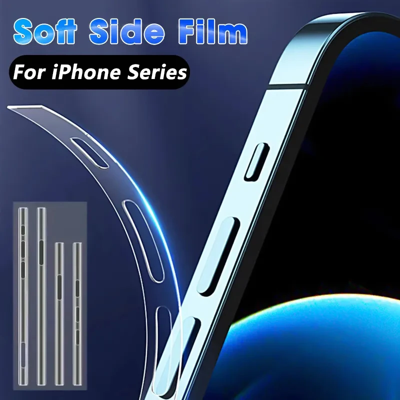 2Sets Clear Sticker Phone Side Film for iPhone 14 13 12 Pro Max 13 12 Mini Frame Protective Ultra-Thin Border TPU Hydrogel Film