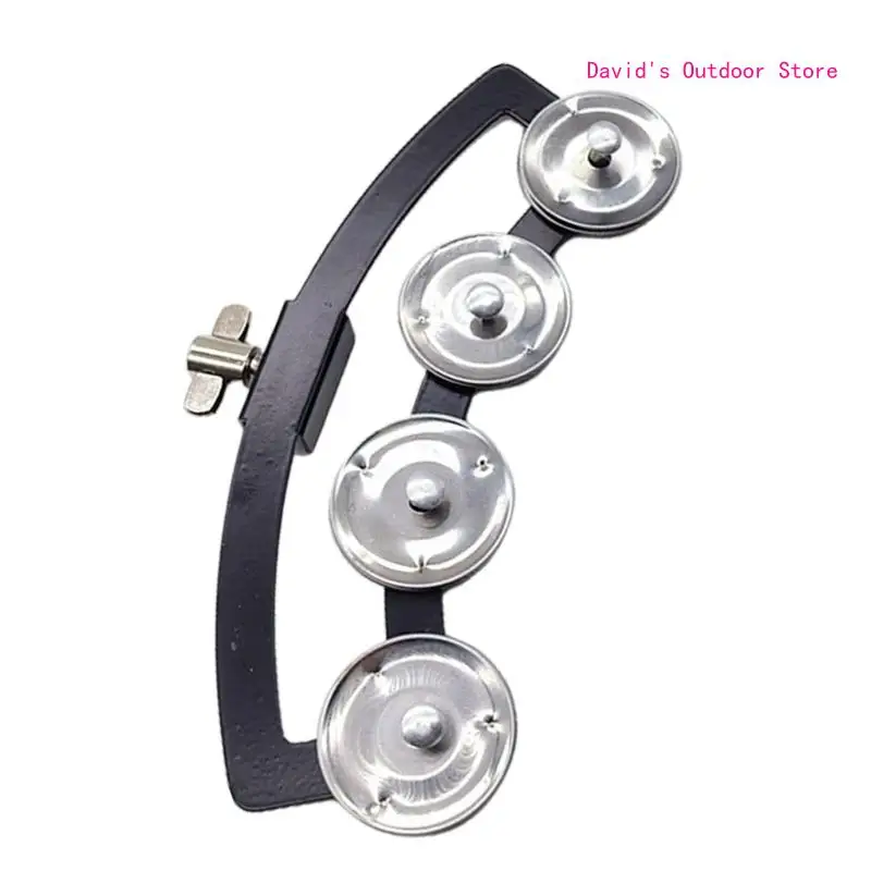 Handheld Percussion Tambourine Hand Bells Rattle Single Row Bells Tambourine X3UA