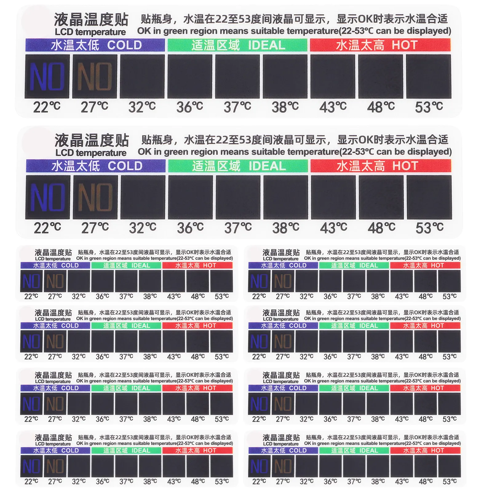 

10Pcs Saline Solution Temperature Stickers Adhesive Thermometer Strip Body Water Temperature Gauge Liquid Crystal Display