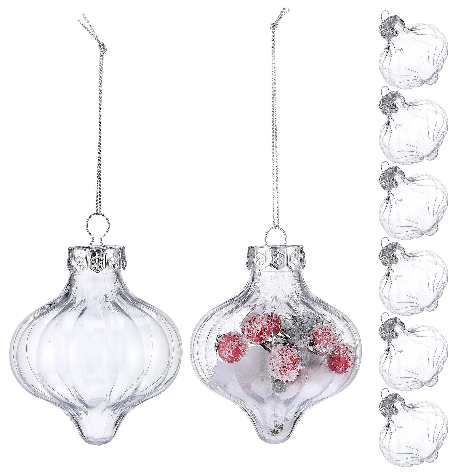 

8 Pcs Decorations Transparent Plastic Ball Empty Light Bulbs Teardrop Hanging Ornaments Christmas