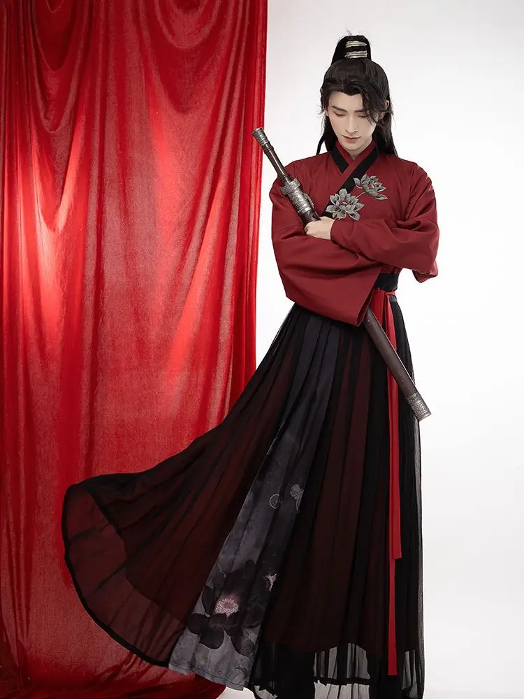 

Chinese style Hanfu male martial arts students embroidery Customized scholar handsome antique childe fairy suit new style