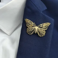 Creative animal butterfly tree of life stainless steel gold-plated 18K brooch, black suit accessories, wedding matching set