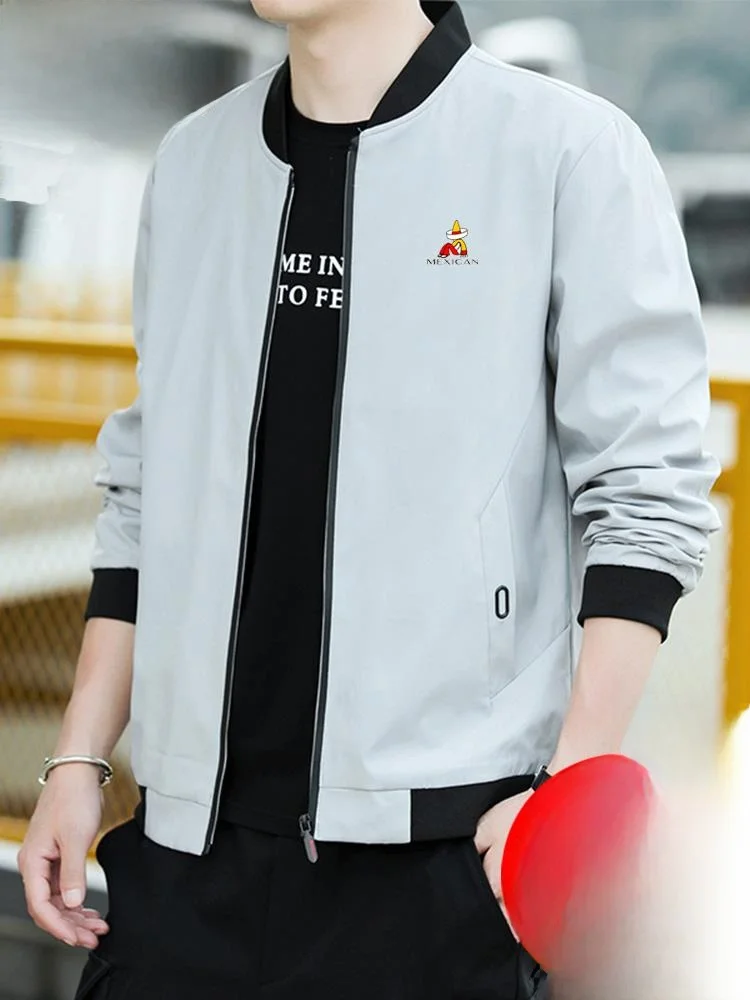 

Spring Autumn New Sle Baseball Collar Jaet Men's Casual Breathable Versatile Men's Baseball orm Loose Fit Polyester F...
