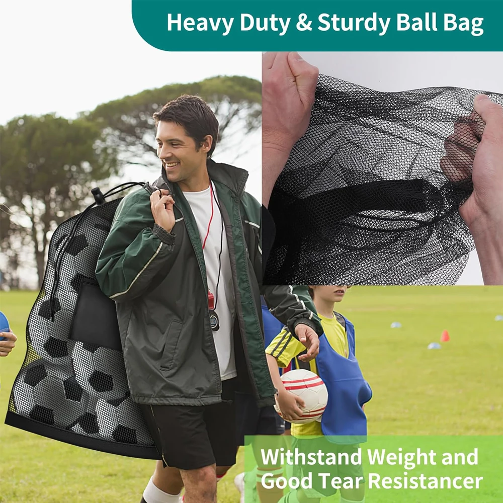1PCS Sports Mesh Bag, Heavy Duty Drawstring Backpack Sport Balls Bag for Beach, Travel, Gym, Swimming Gear with Shoulder Strap