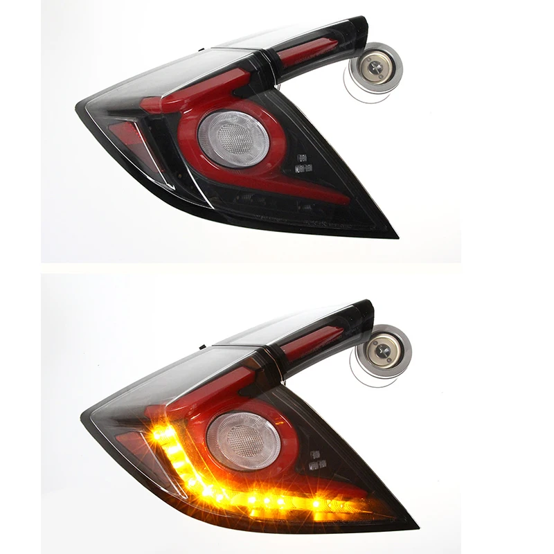 LED Taillight For HONDA Civic Rear Back Lamp Smoke Black/ Red Housing Color 2016-2019 Year Hatchback Car SN