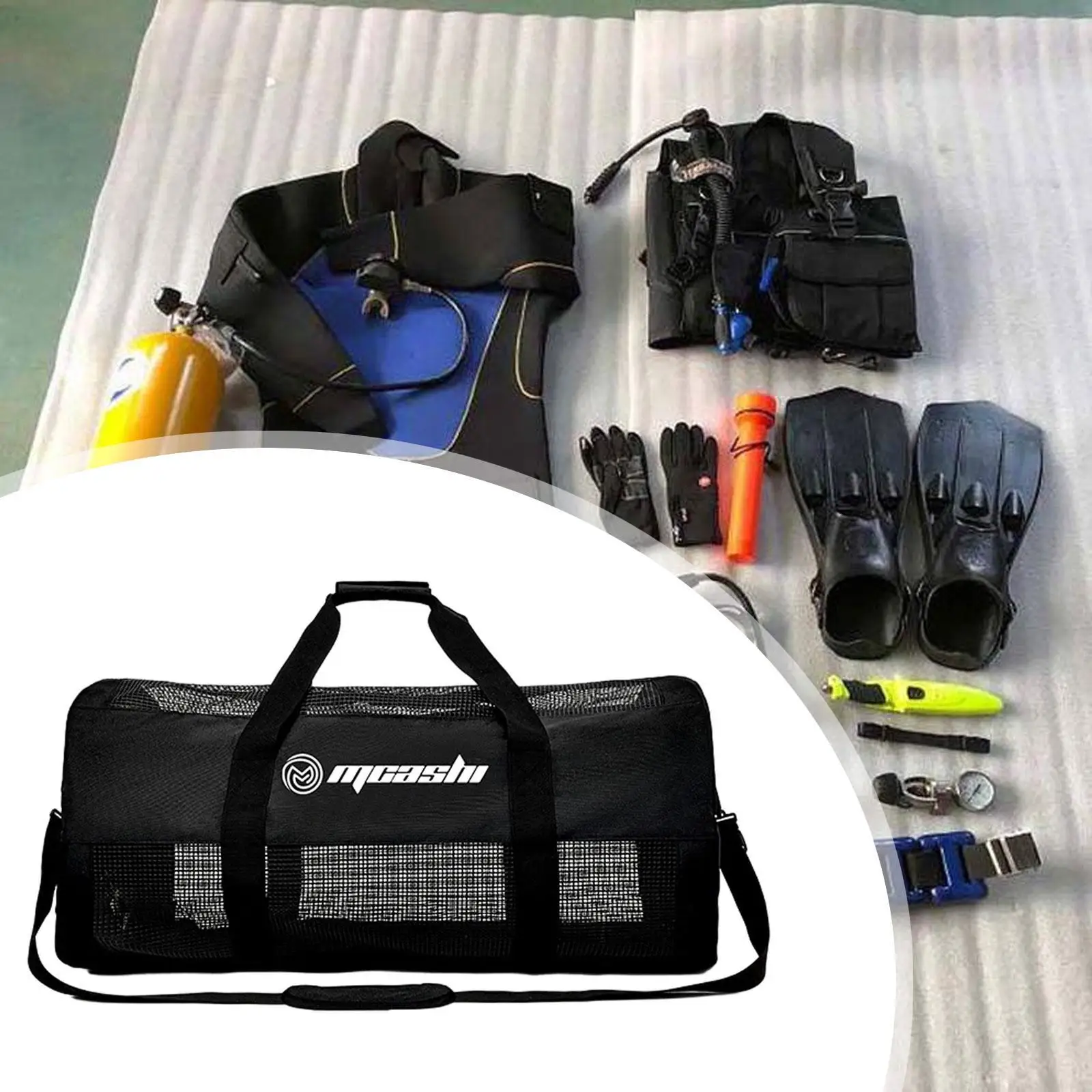 

Diving Duffle Bag Pouch Convenient 60L Adjustable Shoulder Strap Mesh Duffel Bag for Boating Underwater Beach Snorkeling