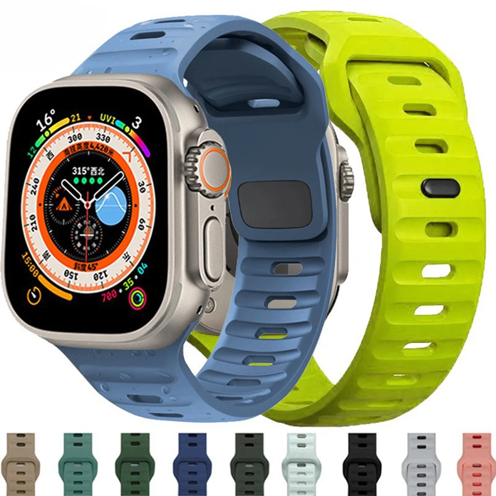 Sport watch Strap For Apple Watch band Ultra 2 49mm 45mm 40mm 44mm 42mm 41mm 38mm Silicone Bracelet iWatch Series 8 7 6 SE 5 4 3