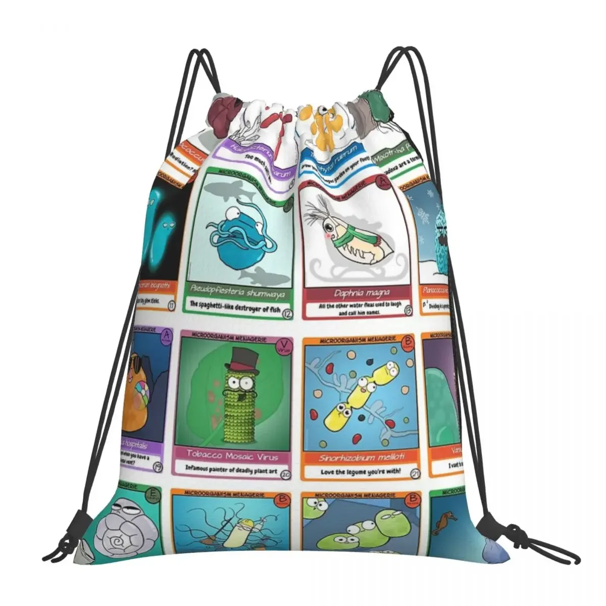 Microbe Menagerie Trading Cards Backpacks Portable Drawstring Bags Drawstring Bundle Pocket Shoes Bag BookBag For Travel School