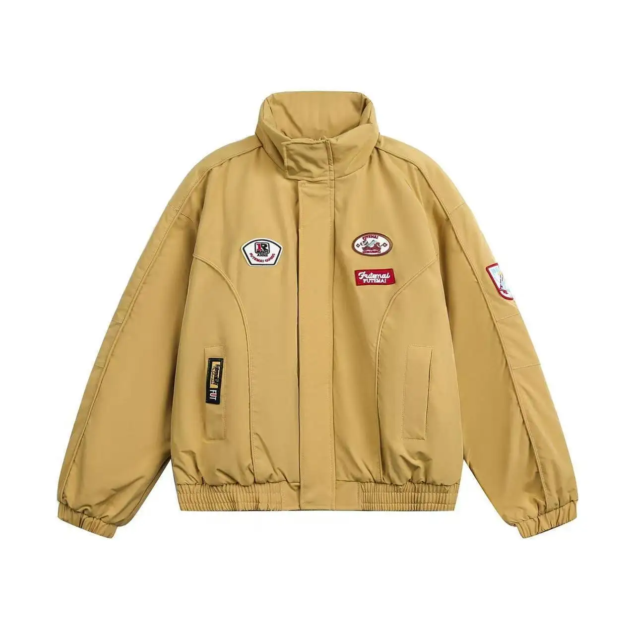 Loose Fit American Retro Splicing Design Cotton Jacket Men's Fashionable Oversized Cotton Coat Autumn Winter Large Size 300 P...