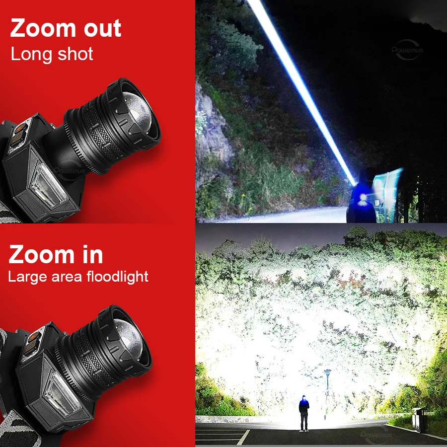 High Power LED Head Flashlight USB Rechargeable Head Lantern Zoomable Super Bright Headlamp Waterproof Camping Fishing Head Lamp