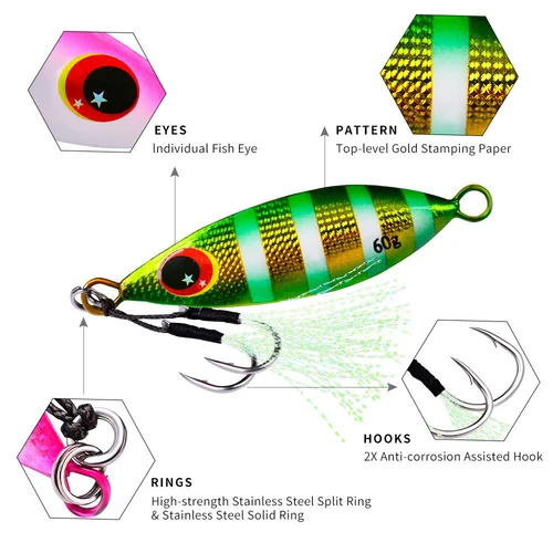 Imagen 2 del producto Plantilla de Metal para pesca, señuelo de fundición larga, cebo duro para pesca en el mar, aparejo de pesca de lubina Artificial, 10g, 20g, 30g, 40g, 60g, 1 unidad