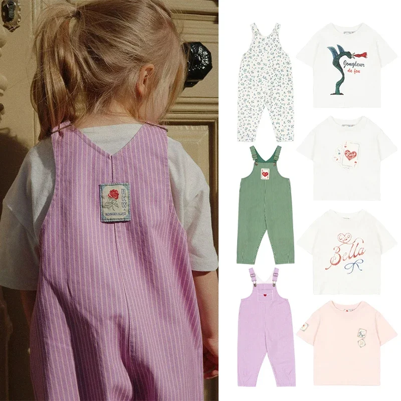 

Детский комплект 25, летняя новая детская футболка, полосатые нагрудники для мальчиков, подтяжки для девочек, детская футболка с алфавитом, топ с короткими рукавами, в наличии