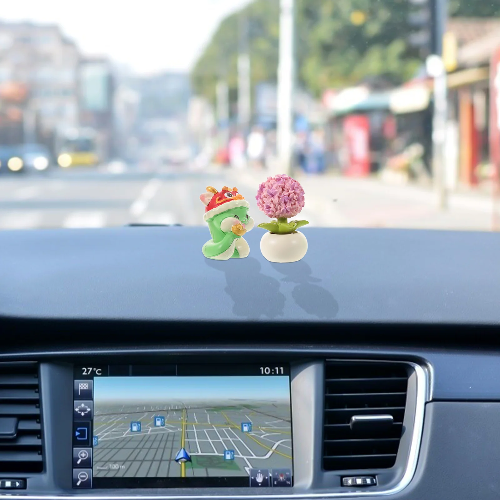 

2Pcs Resin Car Dashboard Decor with Snake and Flower Design Cute Kawaii Interior Ornament for Cars Chinese New Year Zodiac