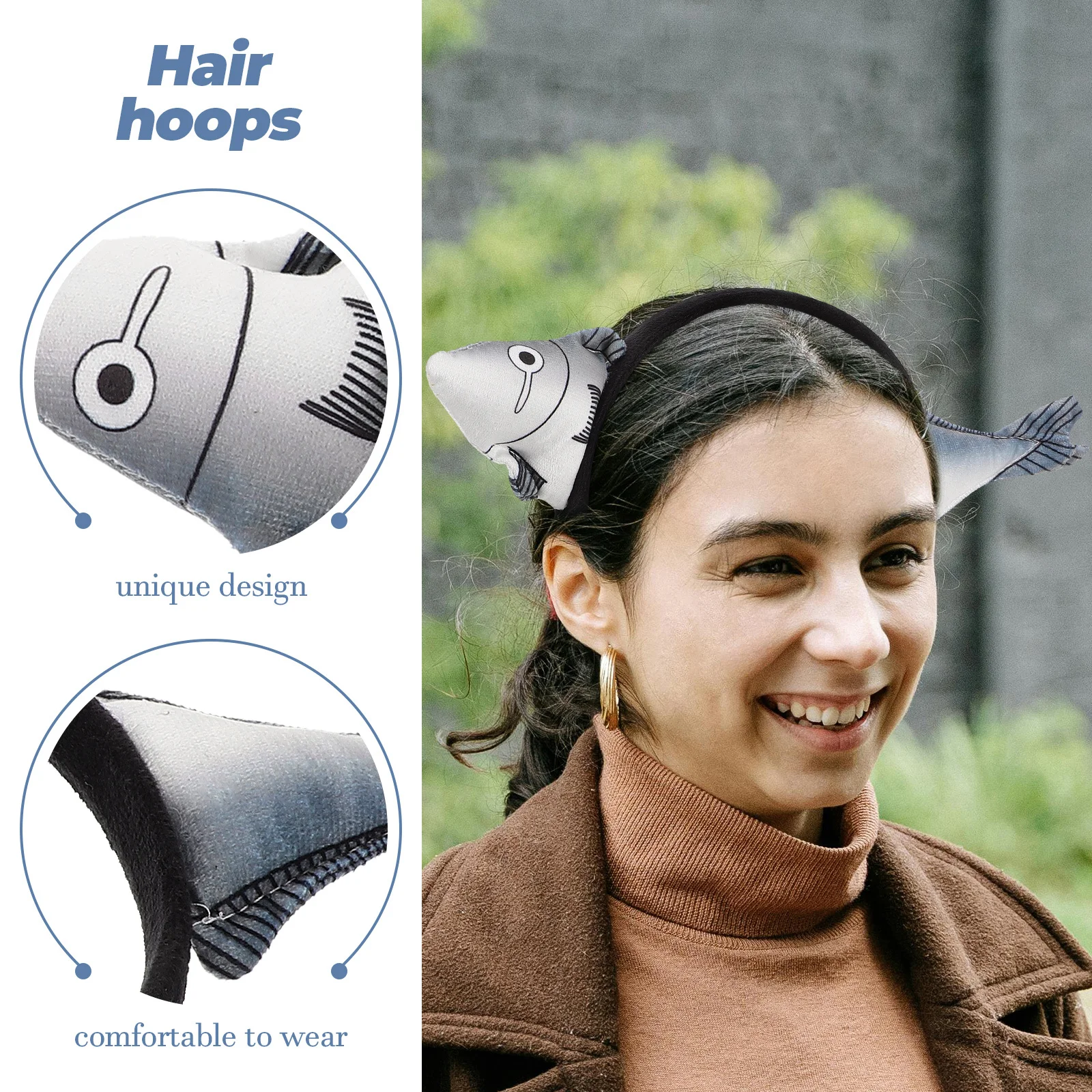 

2Pcs Salted Fish Headband Women Funny Lightweight Hairband Makeup Wash Face Hair Band Sea Animal Animal Hair Hoop Party