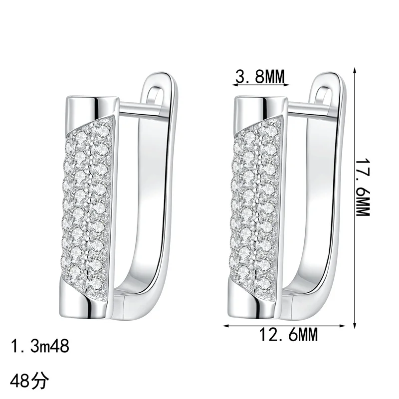 

AZF1393-E Lefei Fashion Color D Diamond-set Classic Moissanite Design Shape U Earring Charms Women 925 Silver Party Jewelry Gift