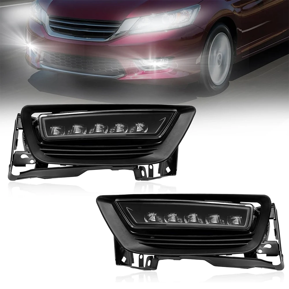 LED Fog Lights For Honda Accord 4-door Sedan 2013 2014 2015 Front Driving Fog Lamp Assembly Replacement with Wiring Harness