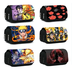 Naruto astuccio di grande capacità Sasuke Pen Bag Cartoon scatola di cancelleria con patta completamente stampata Cute Anime Bags forniture per studenti regalo