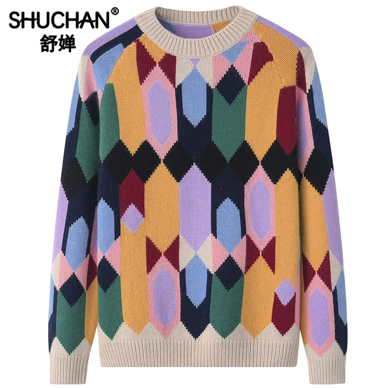 Retro Pullover Thick Warm 100% Cashmere New Winter Sweater Women O-Neck  LOOSE  Casacos De Inverno Feminino