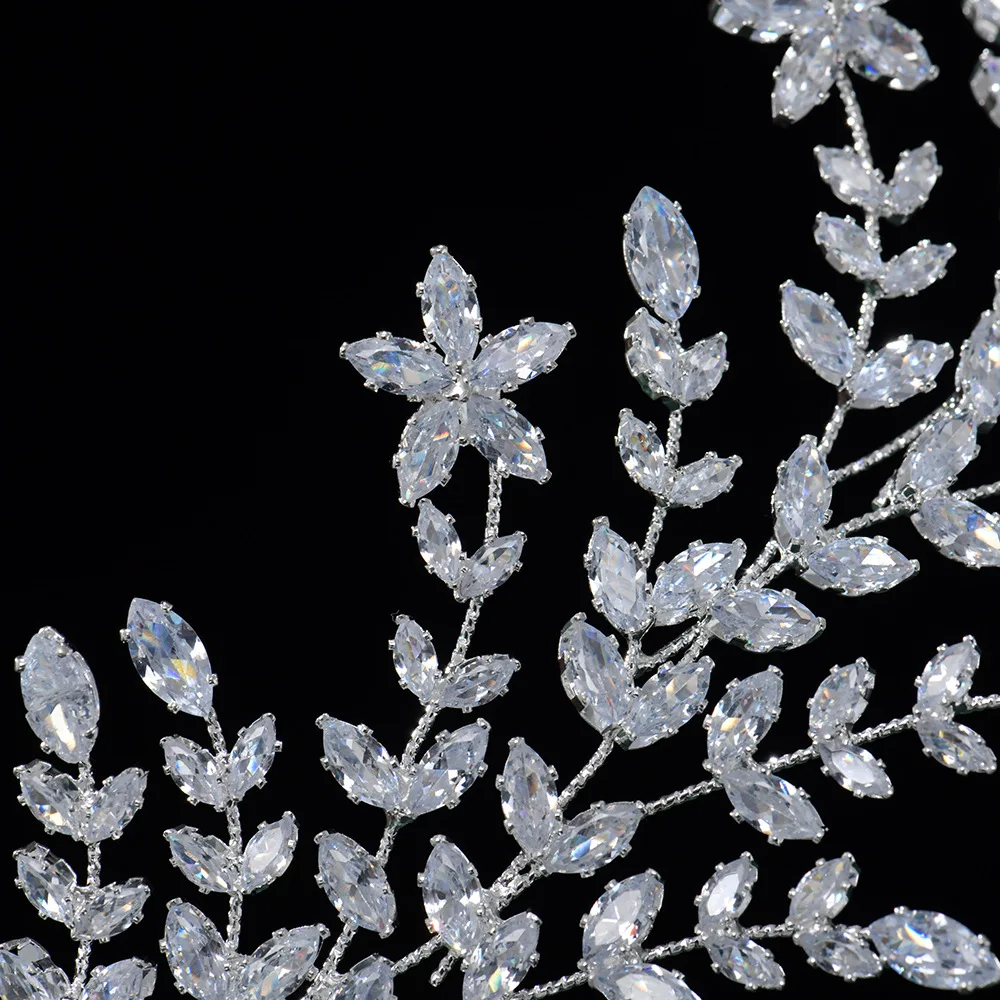 Elegant Bridal Hair Piece Wedding Hair Clips Accessories Crystal Zirconia CZ Women Bride Tiaras Headdress Party Prom Headpieces