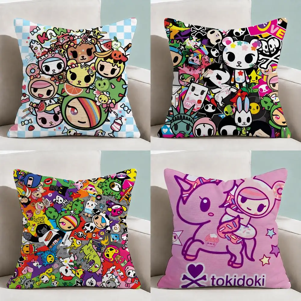 Character T-Tokidoki Kawaii Cushion Cover  Throw Pillow Soft Short Plush Cozy Durable Colorfast For Sofa Bedroom Home Decor Gift