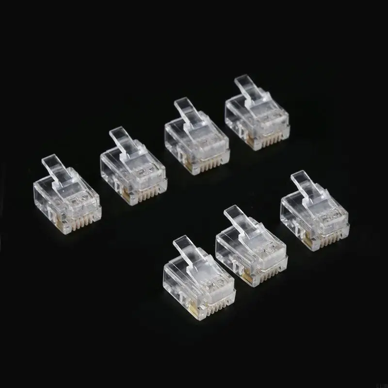 U13B 100pcs RJ12 6P6C Modular Cable for Head Telephone Connectors Crystal Plugs