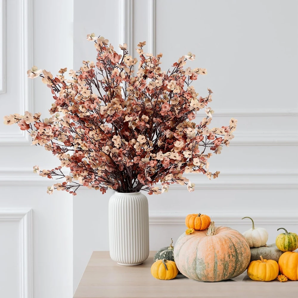 

10Pcs Artificial Flowers Cherry Blossoms Gypsophila Fake Plants DIY Wedding Bouquet Vases For Home Room Garden Decor Faux Branch