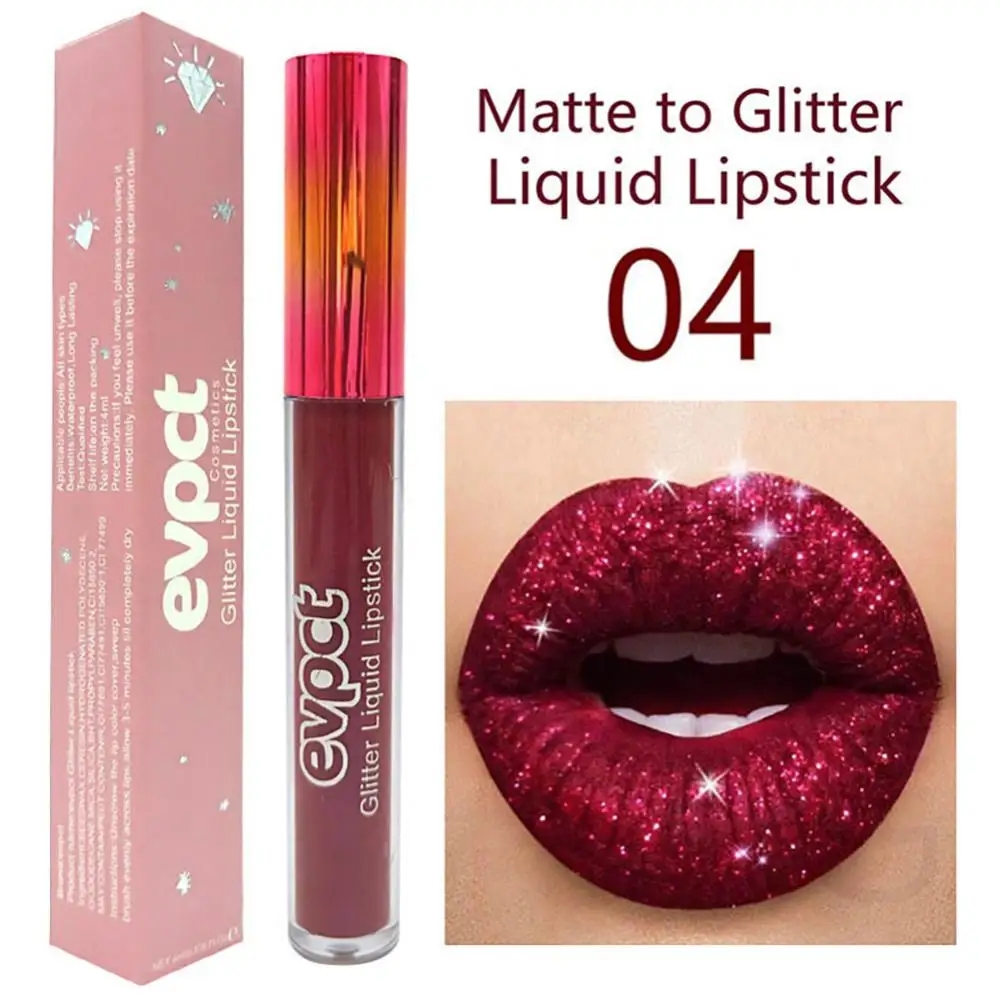 Glitzernder flüssiger Lippenstift, langlebig, antihaftbeschichtet, cooler Lippenstift, 12 Farben, Kosmetik, Lipgloss, schimmerndes Lippen-Make-up