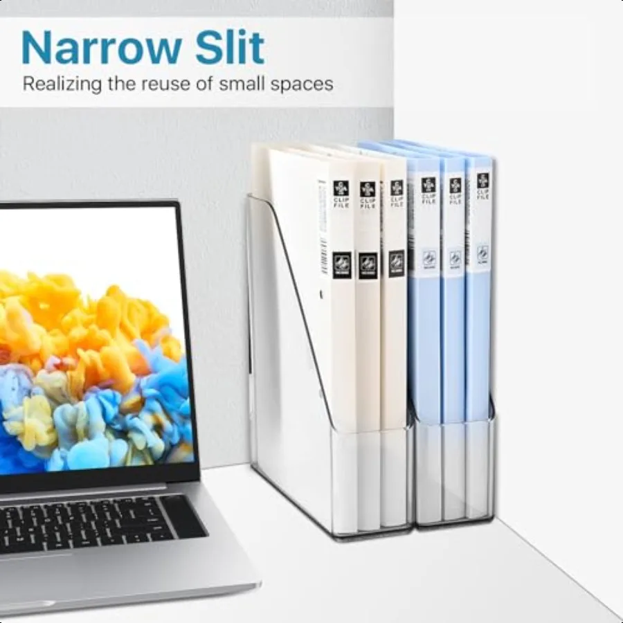2 حزمة حامل ملفات المجلات البلاستيك الشفاف A4 منظم الملفات العمودي مع مقبض منظم مكتب مجلة وثيقة الرف سليم Ver