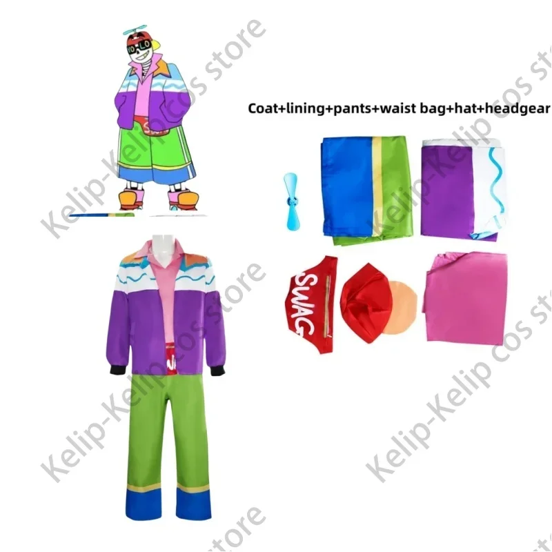 Animal Game Undertale AU Fresh Sans Cosplay Suit Color Hip Hop Style Coat Hat Uniform Full Set Adult Man Woman Carnival Suit