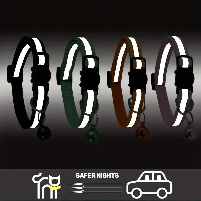 Reflective cat collar, Puppy Cat pet neck chain with Bell, with anti-lost function, suitable for cats