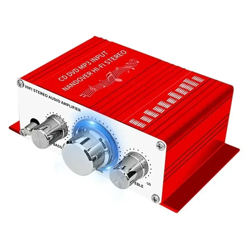 Mini amplificateur de puissance audio avec contrôle du volume, alliage d'aluminium, récepteur stéréo Hi-Fi compact, tablette, ordinateur, maison, voiture, TV, 12V