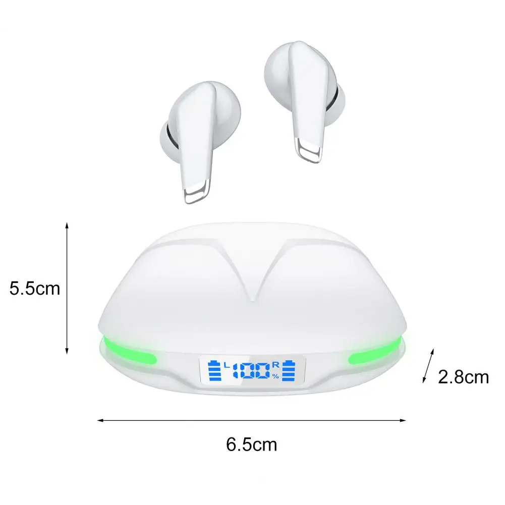 1 Pair Bluetooth-compatible Earphone LED Power Digital Display Fingerprint Touch Control Low Latency with Charging Box Stereo Su