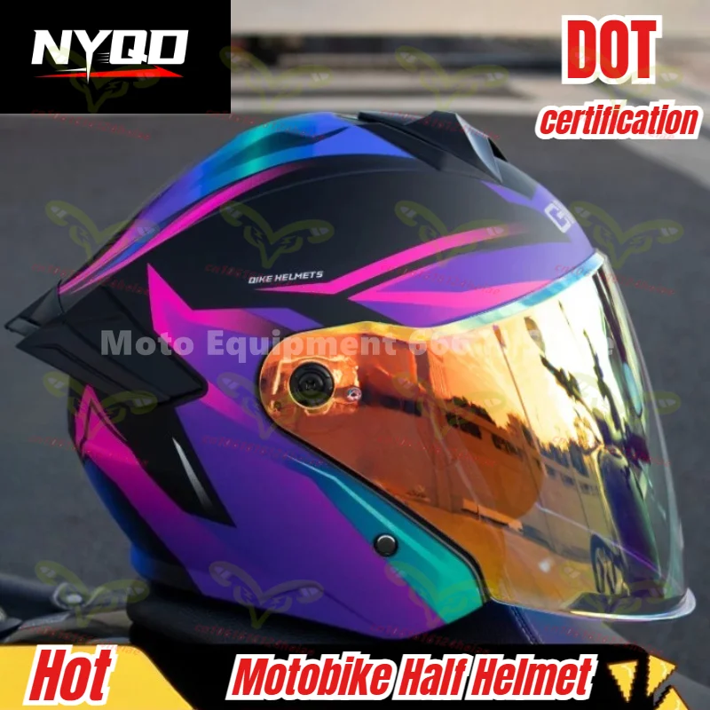 

Мотоциклетный шлем Qike с двойным визором, полушлем для мотоцикла, всесезонный, для мужчин и женщин, Cascos Moto, cascos para moto