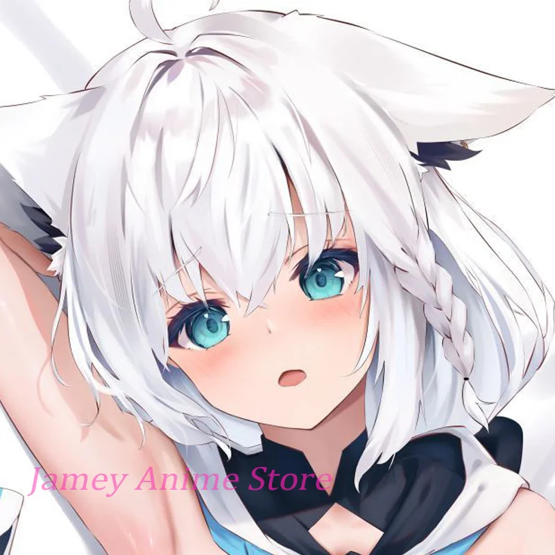 Dakimakura Pillow Cover Shirakami Fubuki Anime Double-Sided Print Gift Life-Size Body Pillowcase