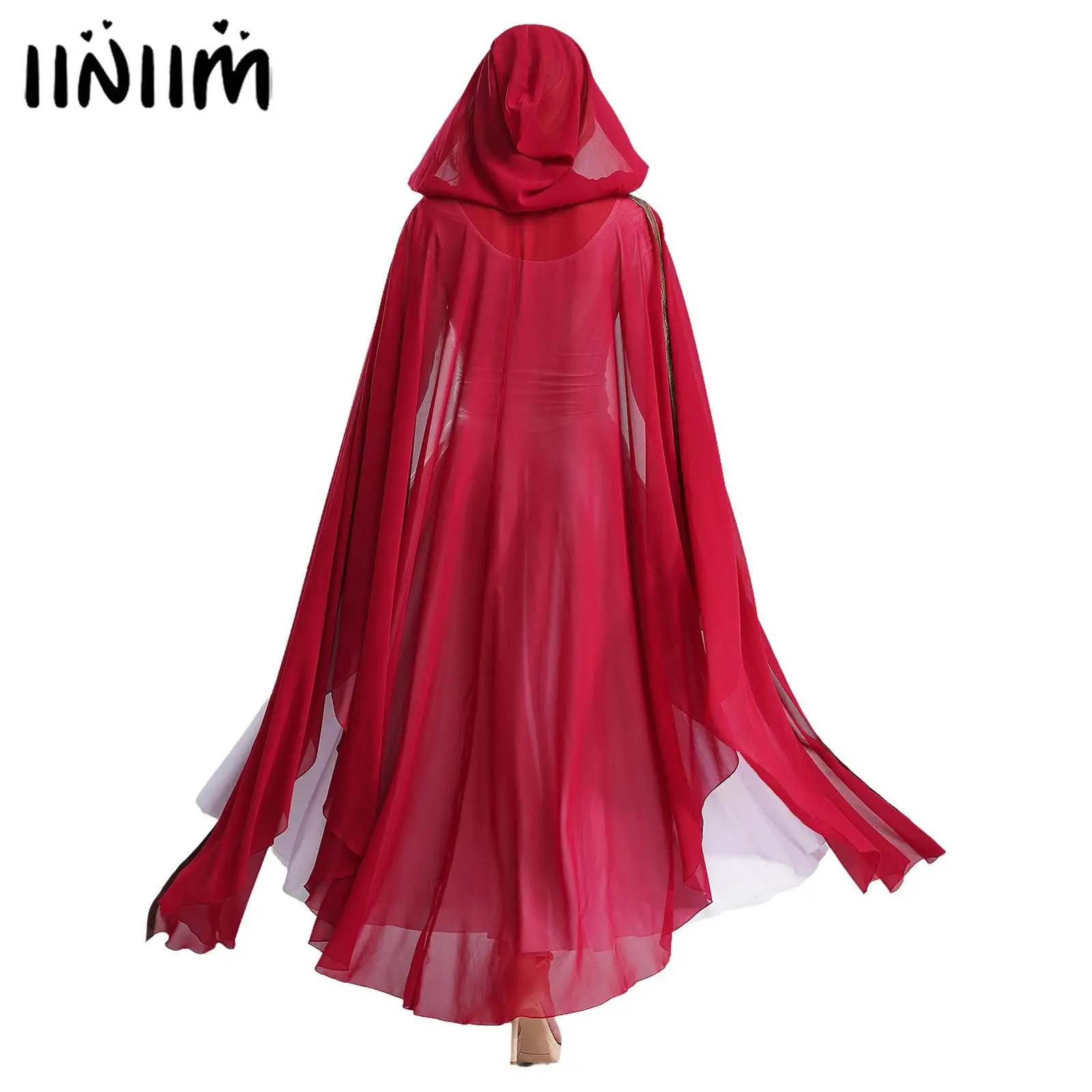 

Women's Medieval Dress Up Witch Cosplay Costume Hooded Long Cloak Capes Muslim Pilgrimage Hooded Abayas Long Embroidered Robe